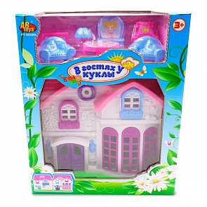 Дом "В гостях у куклы" с аксессуарами, бело-розовый (ABtoys, PT-00389)